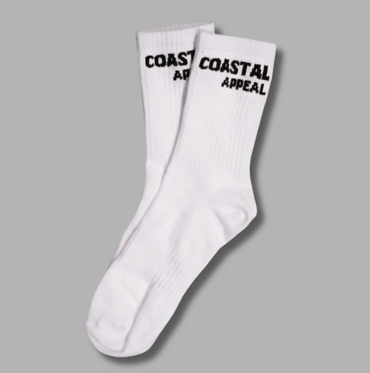 Coastal Appeal Crew Socks- White