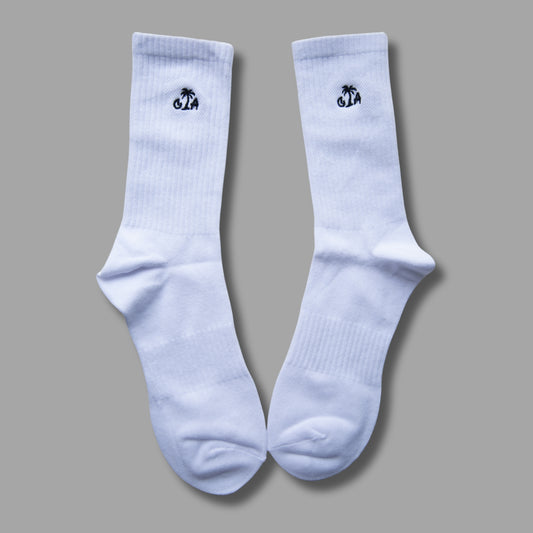 CA Initial Crew Socks- White