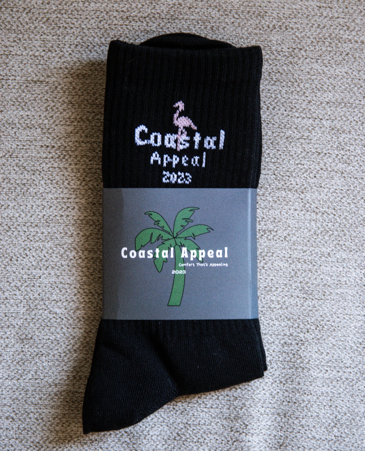 Flamingo Crew Socks- Black