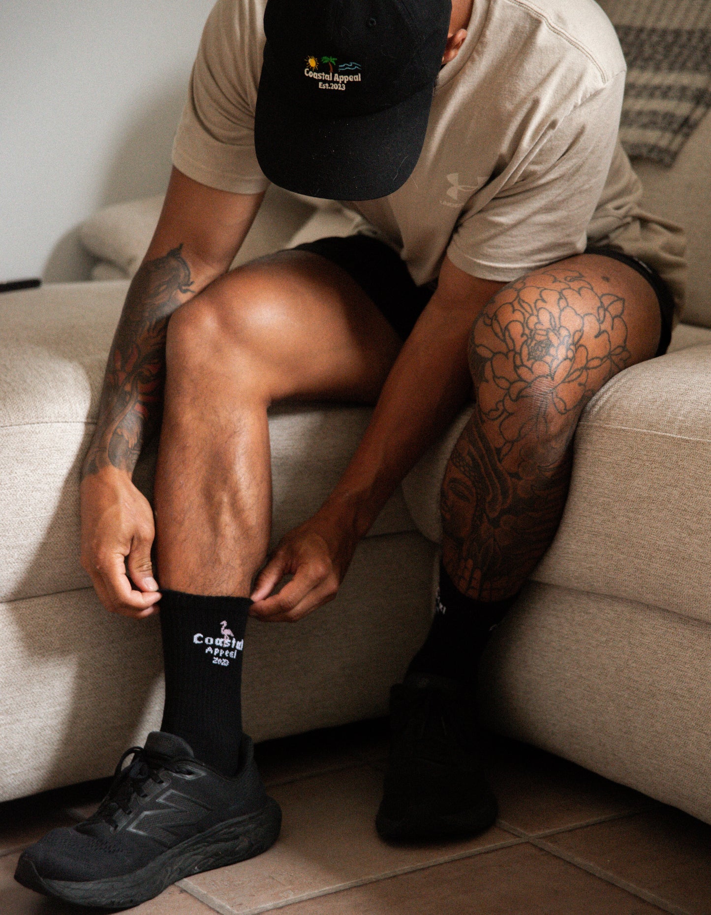 Flamingo Crew Socks- Black