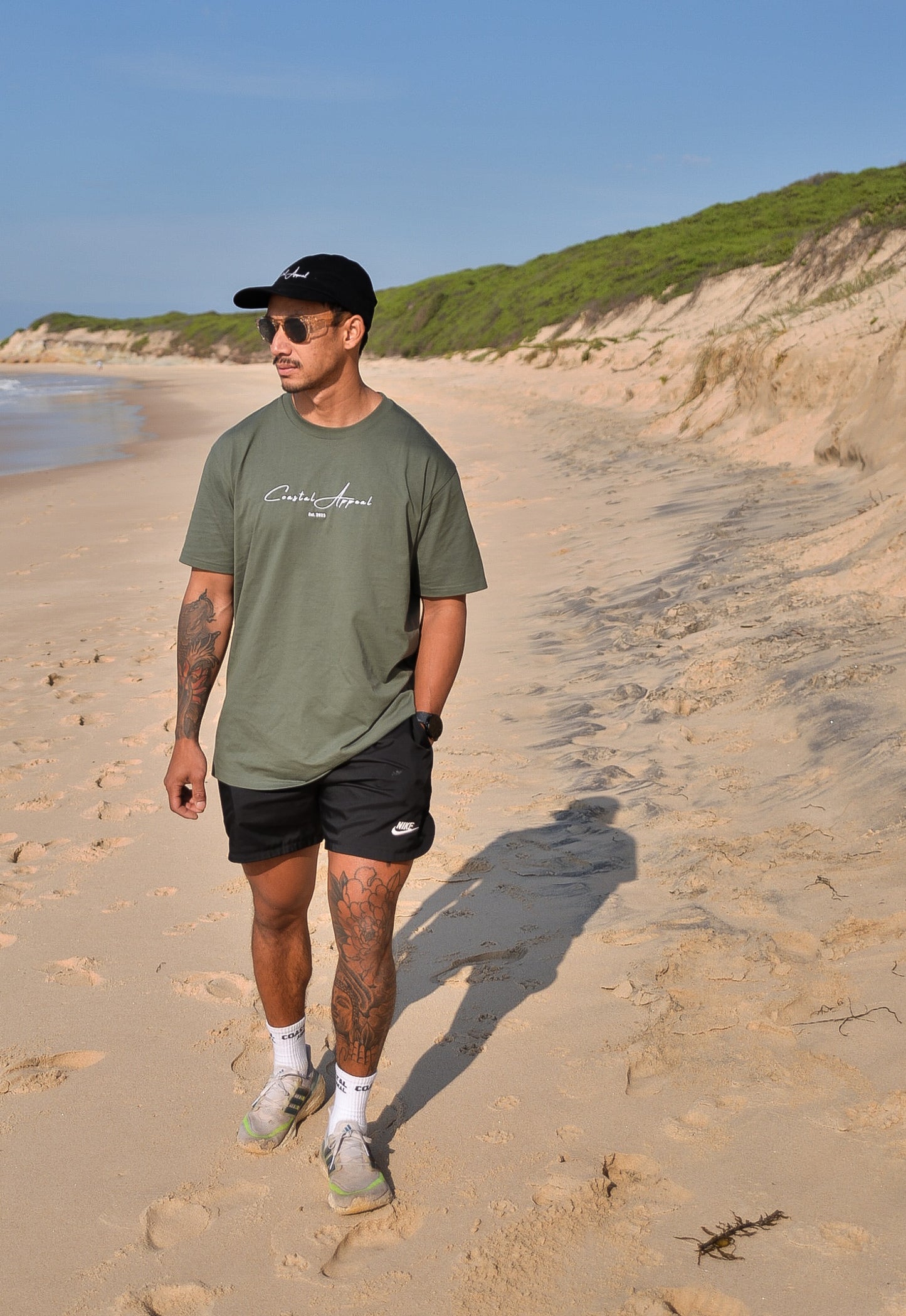 Coastal Appeal Embroidered T-shirt- Olive Green