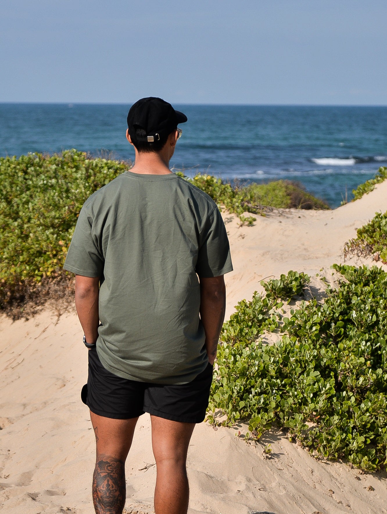 Coastal Appeal Embroidered T-shirt- Olive Green